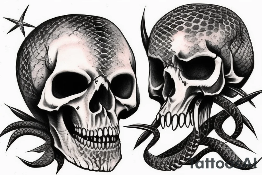 snake, skull, death, reaper tattoo idea