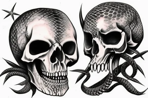 snake, skull, death, reaper tattoo idea