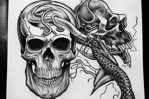 snake, skull, death, reaper tattoo idea