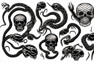 snake, skull, death, reaper tattoo idea