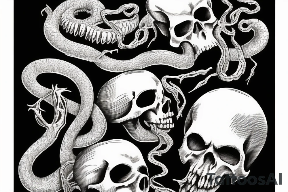 snake, skull, death, reaper tattoo idea