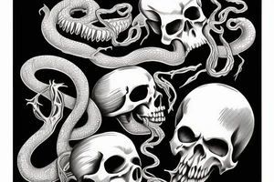 snake, skull, death, reaper tattoo idea