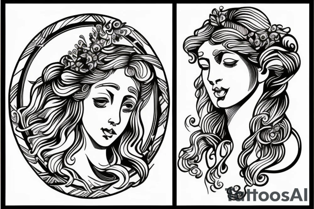 visualization of Aphrodite and Dionysus from greek mythology tattoo idea