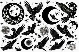 Bird flying through the night sky with a moon tattoo idea