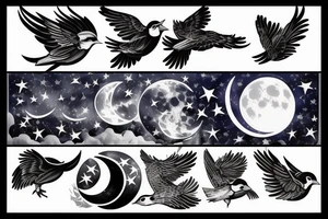 Bird flying through the night sky with a moon tattoo idea