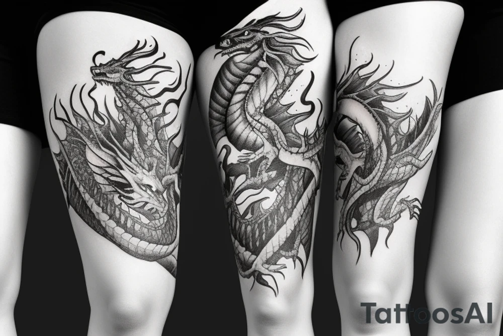 dragon tattoo on thigh tattoo idea