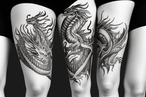 dragon tattoo on thigh tattoo idea