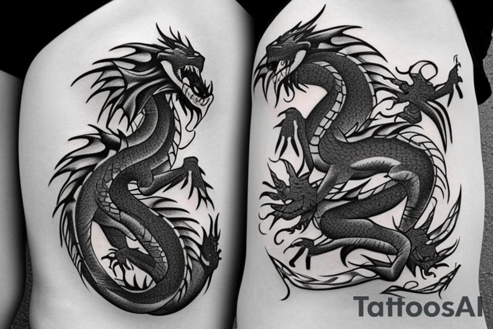 dragon tattoo on thigh tattoo idea