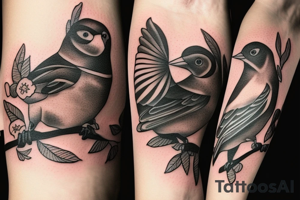 A small bird fighting a big bear tattoo idea