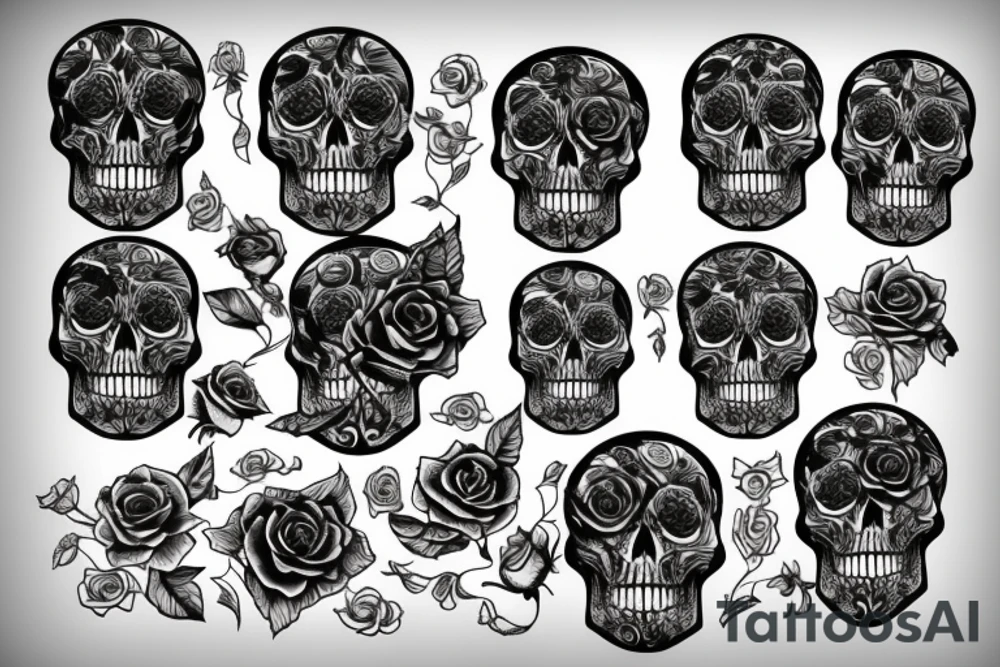 Rose with skull head tattoo idea
