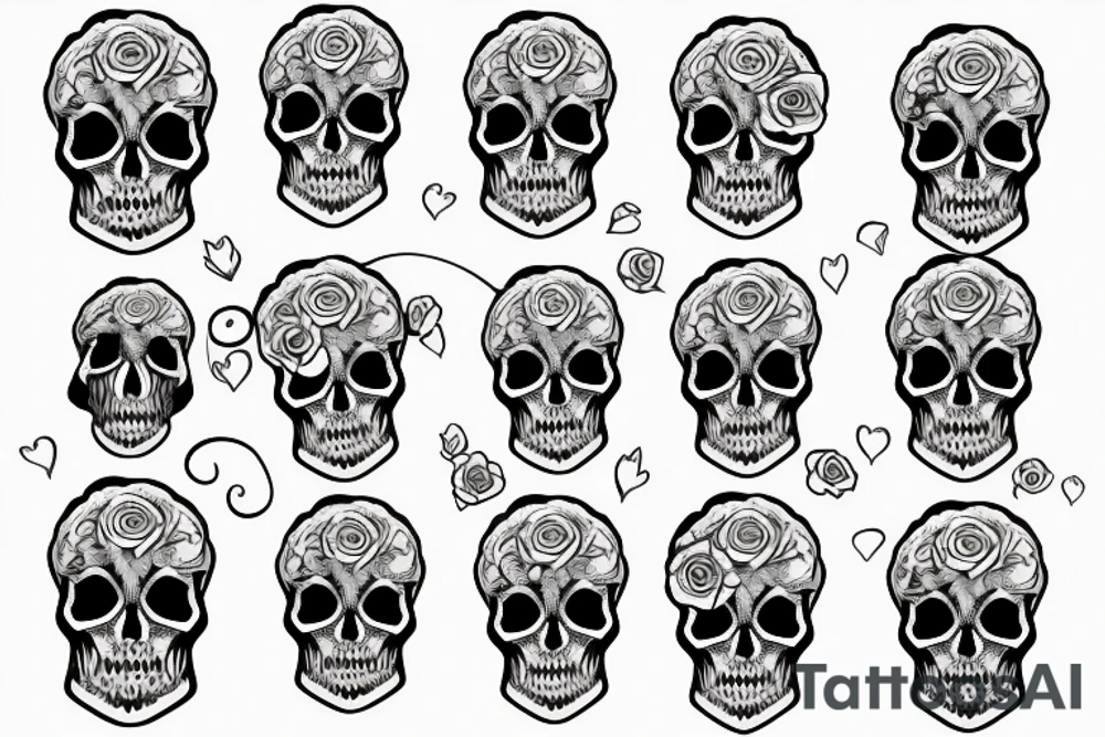 Rose with skull head tattoo idea