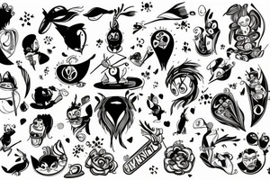Bajki looney tunes czarno biały w stylu mafi tattoo idea