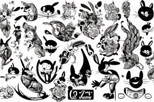 Bajki looney tunes czarno biały w stylu mafi tattoo idea