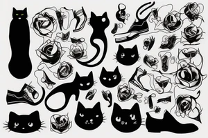 Black cat with shoes tattoo idea