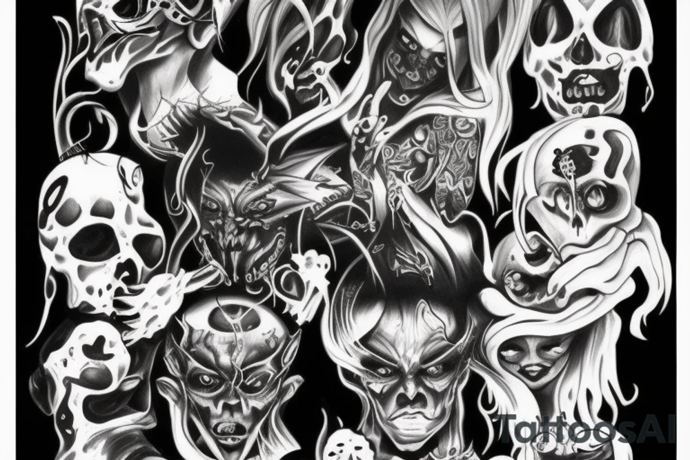 Dark devil doll tattoo idea