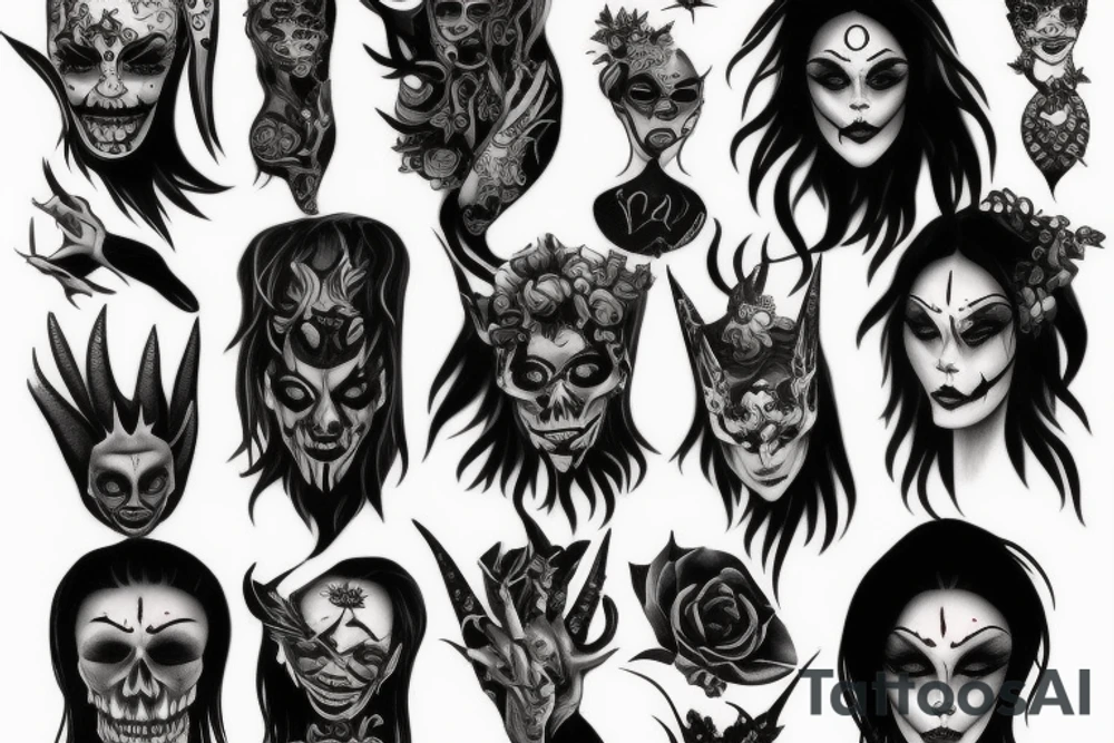 Dark devil doll tattoo idea