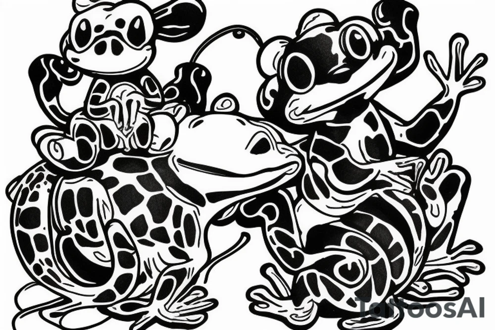 Frog and mouse carrying about each other tattoo idea Frog and mouse carrying about each other tattoo idea