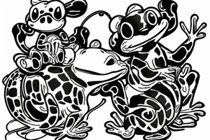 Frog and mouse carrying about each other tattoo idea