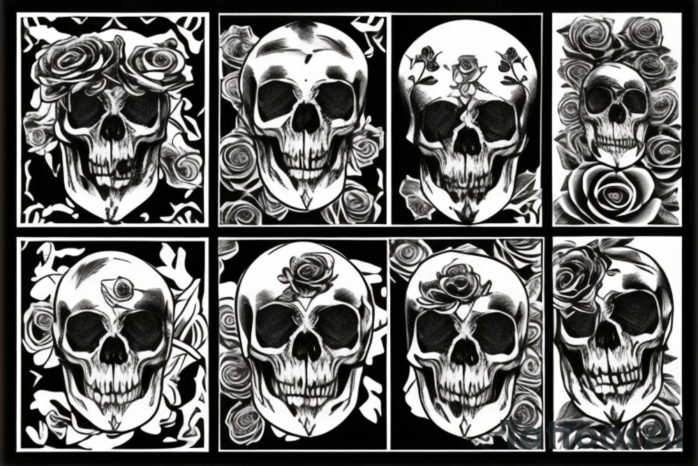 Crow skull roses tattoo idea