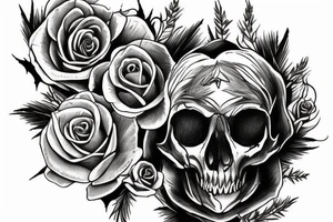 Crow skull roses tattoo idea