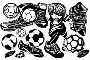 sad boy playing soccer tattoo idea