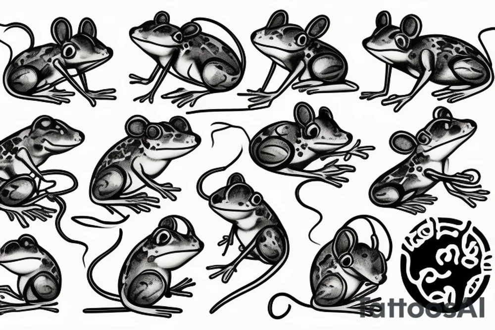 Mouse and frog hugging tattoo idea