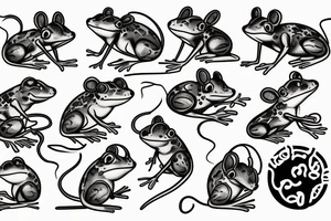 Mouse and frog hugging tattoo idea