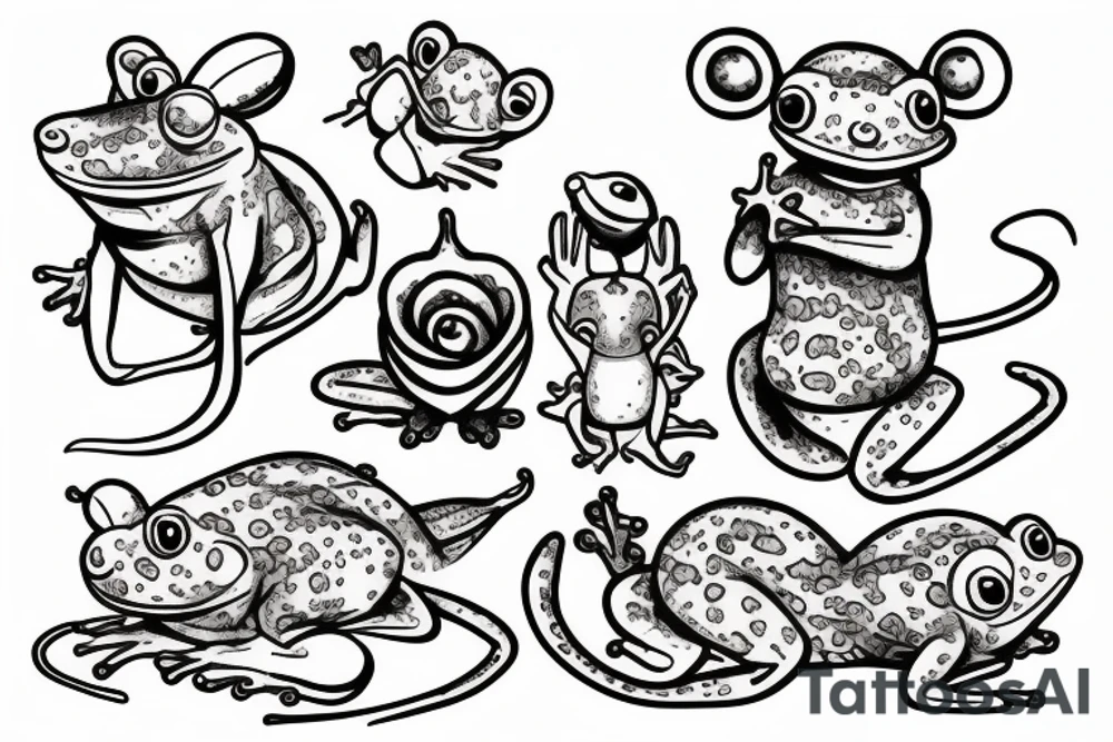 Mouse and frog hugging tattoo idea