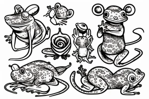 Mouse and frog hugging tattoo idea