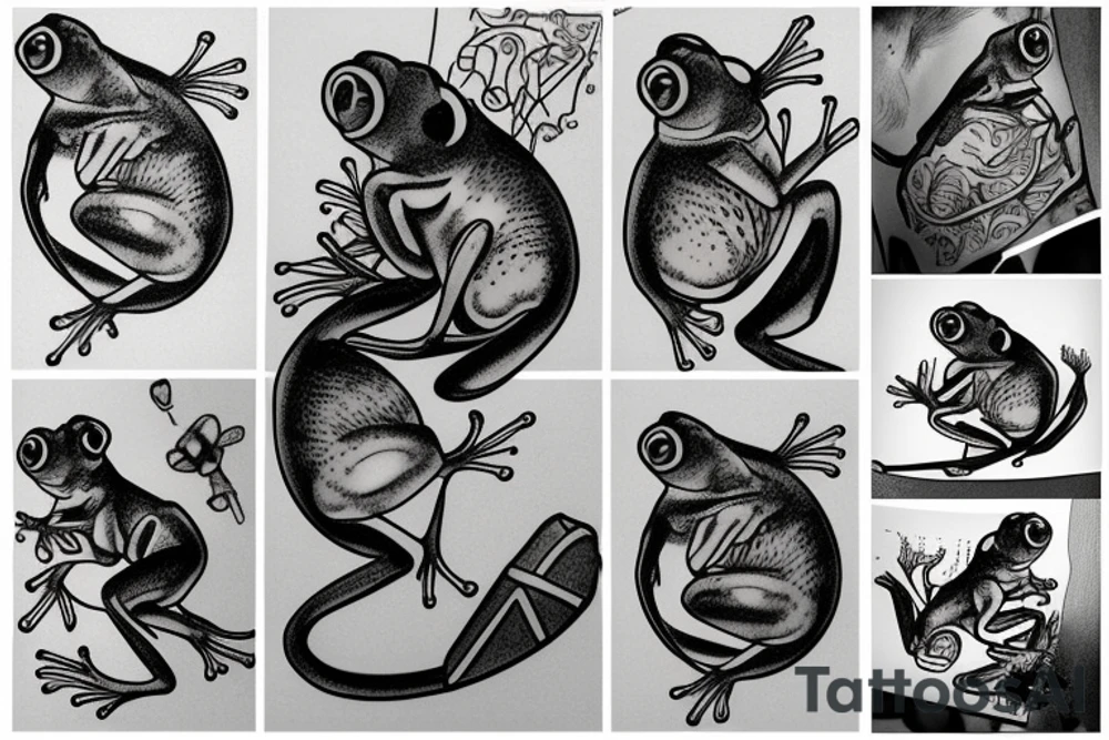 Mouse and frog hugging tattoo idea