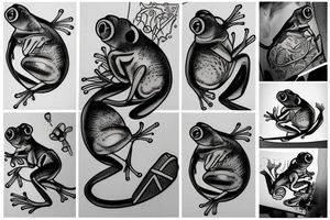 Mouse and frog hugging tattoo idea