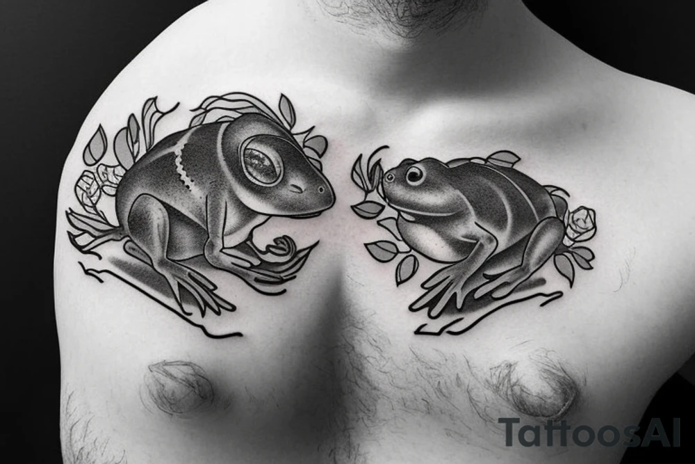 Mouse and frog hugging tattoo idea