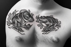 Mouse and frog hugging tattoo idea