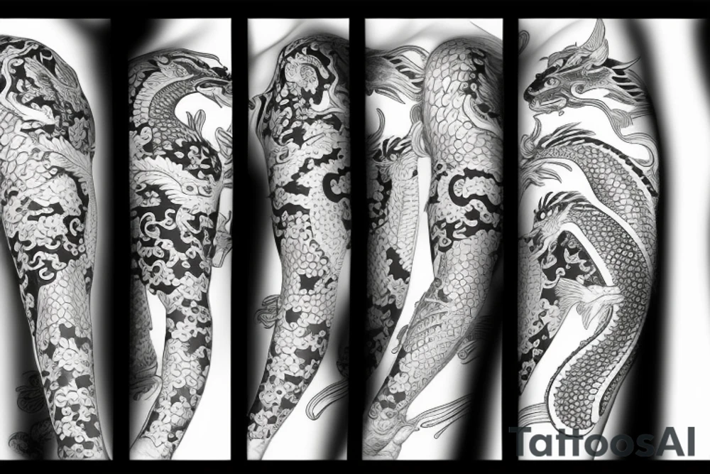 Sleeve with dragon and koi fish tattoo idea