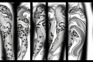 Sleeve with dragon and koi fish tattoo idea
