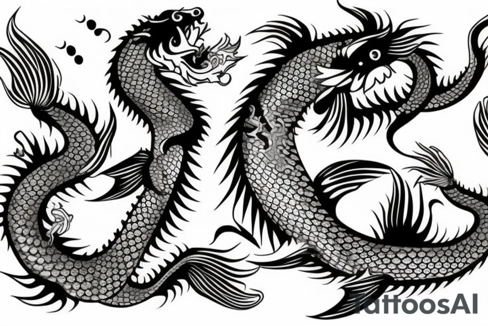 Sleeve with dragon and koi fish tattoo idea
