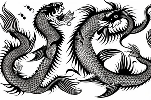 Sleeve with dragon and koi fish tattoo idea