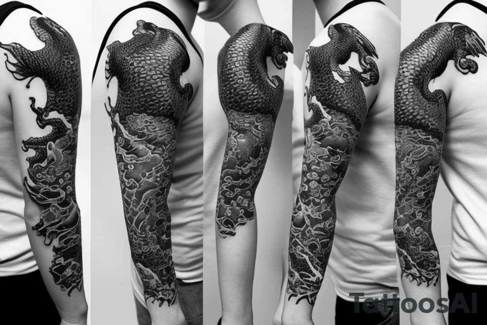 Sleeve with dragon and koi fish tattoo idea