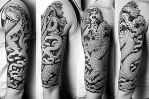 Sleeve with dragon and koi fish tattoo idea