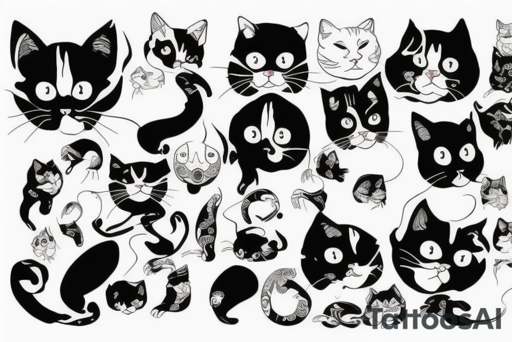 Bald cat , dark tattoo idea