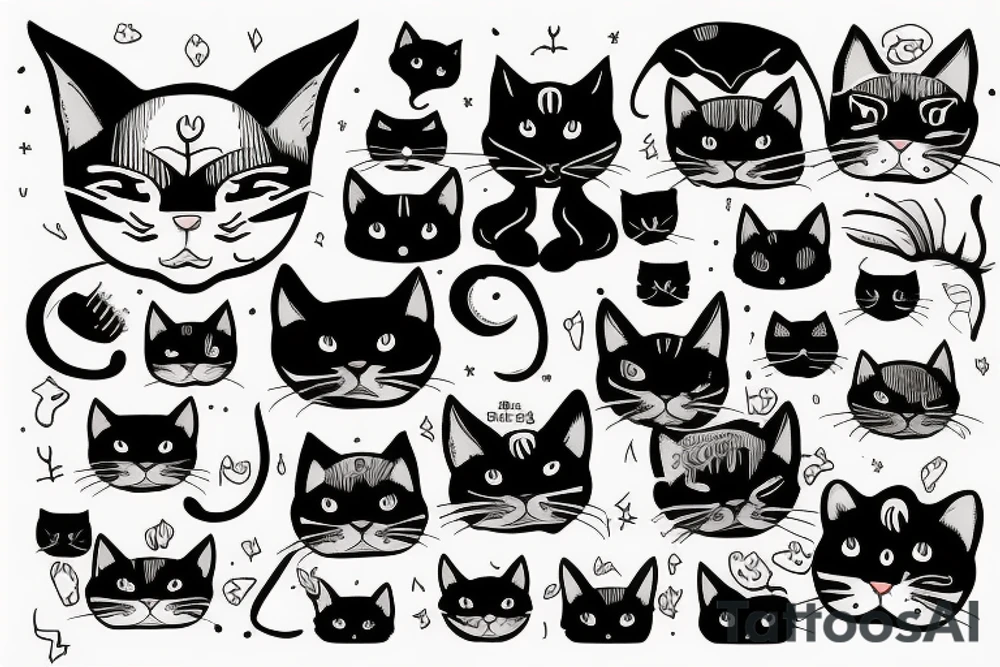 Bald cat , dark tattoo idea