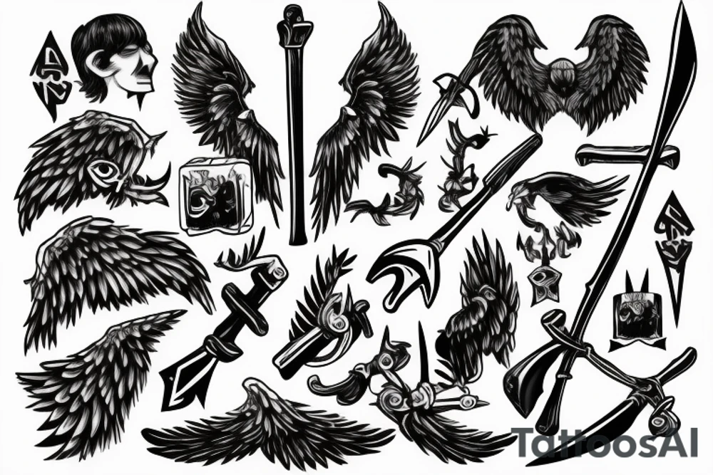 Angel with axe tattoo idea