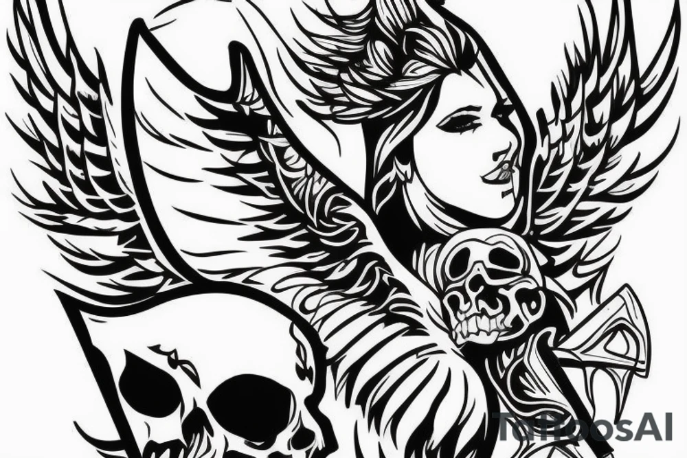 Angel with axe tattoo idea