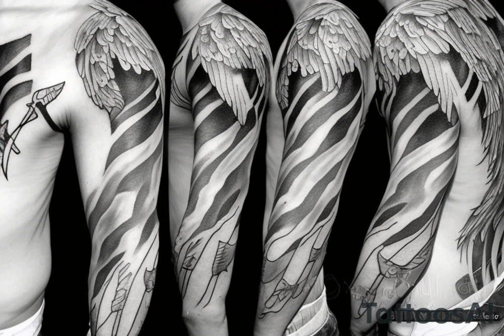 Boy angel with axe tattoo idea