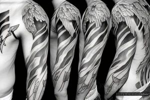Boy angel with axe tattoo idea