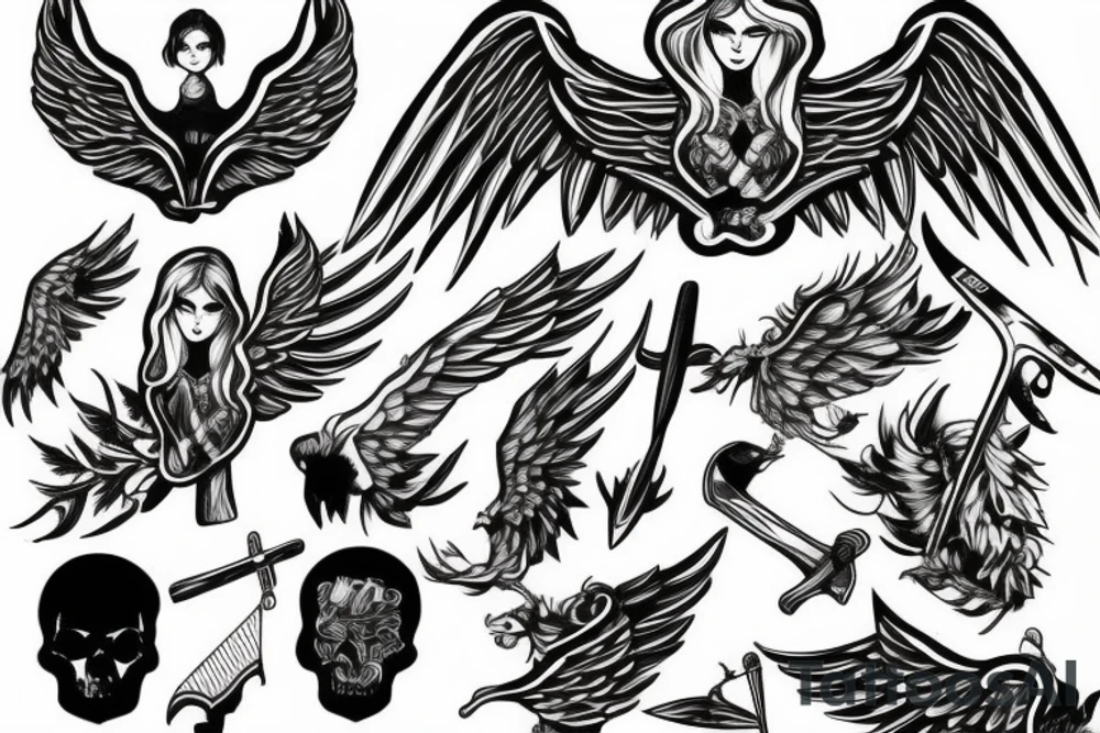 angel with axe tattoo idea
