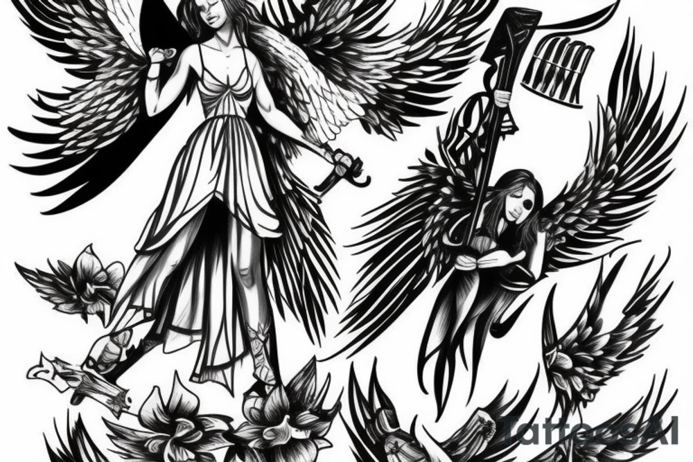 angel with axe tattoo idea