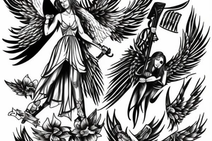 angel with axe tattoo idea