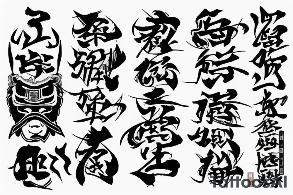 Samurai with bushido ideograms tattoo idea