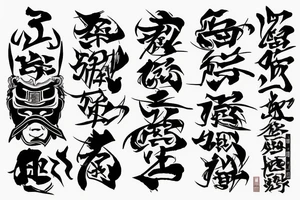 Samurai with bushido ideograms tattoo idea